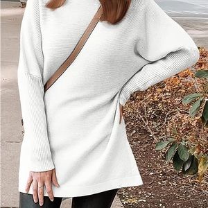 Lillusory Oversized Turtleneck Split Hem Batwing‎ Pullover Tunic Sweater  XS/S